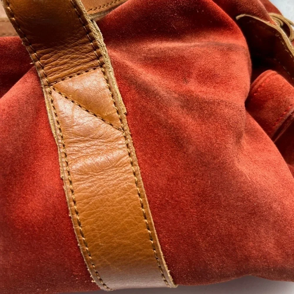 3.1 PHILLIP LIM red suede and brown leather hobo bag